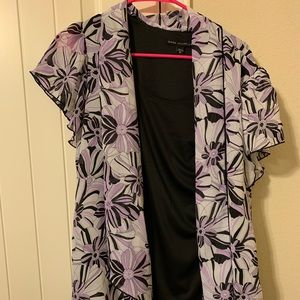 Black blouse with attached cardigan